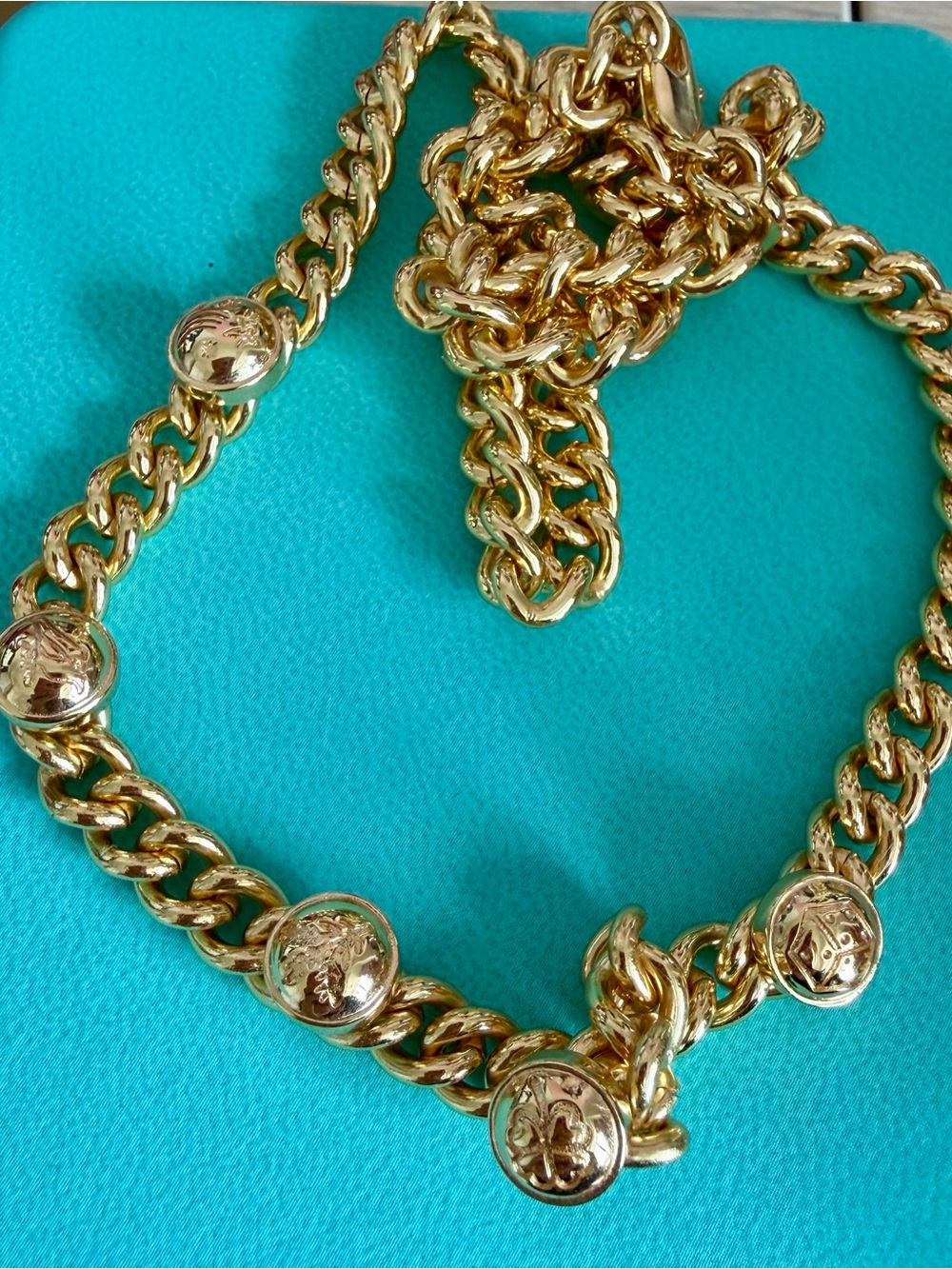 Gold-Tone Chain Necklace with Medallion Accents - Women Jewelry